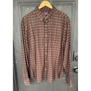 UNTUCKit Flannel Shirt Mens 3XL Martino Button Up Long Sleeve Plaid Black Rust